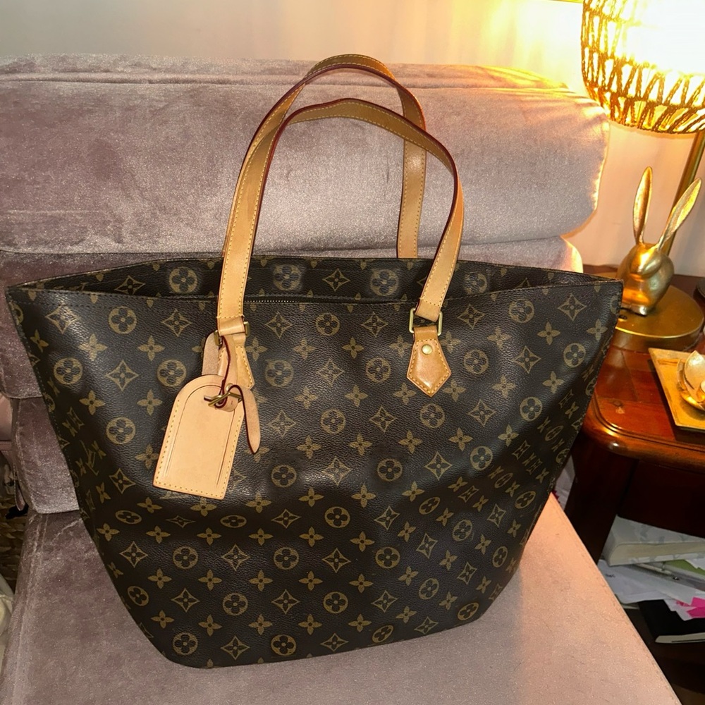 Canvas & Leather Flower Monogram Travel Tote Bag All In Foldable Collapsable